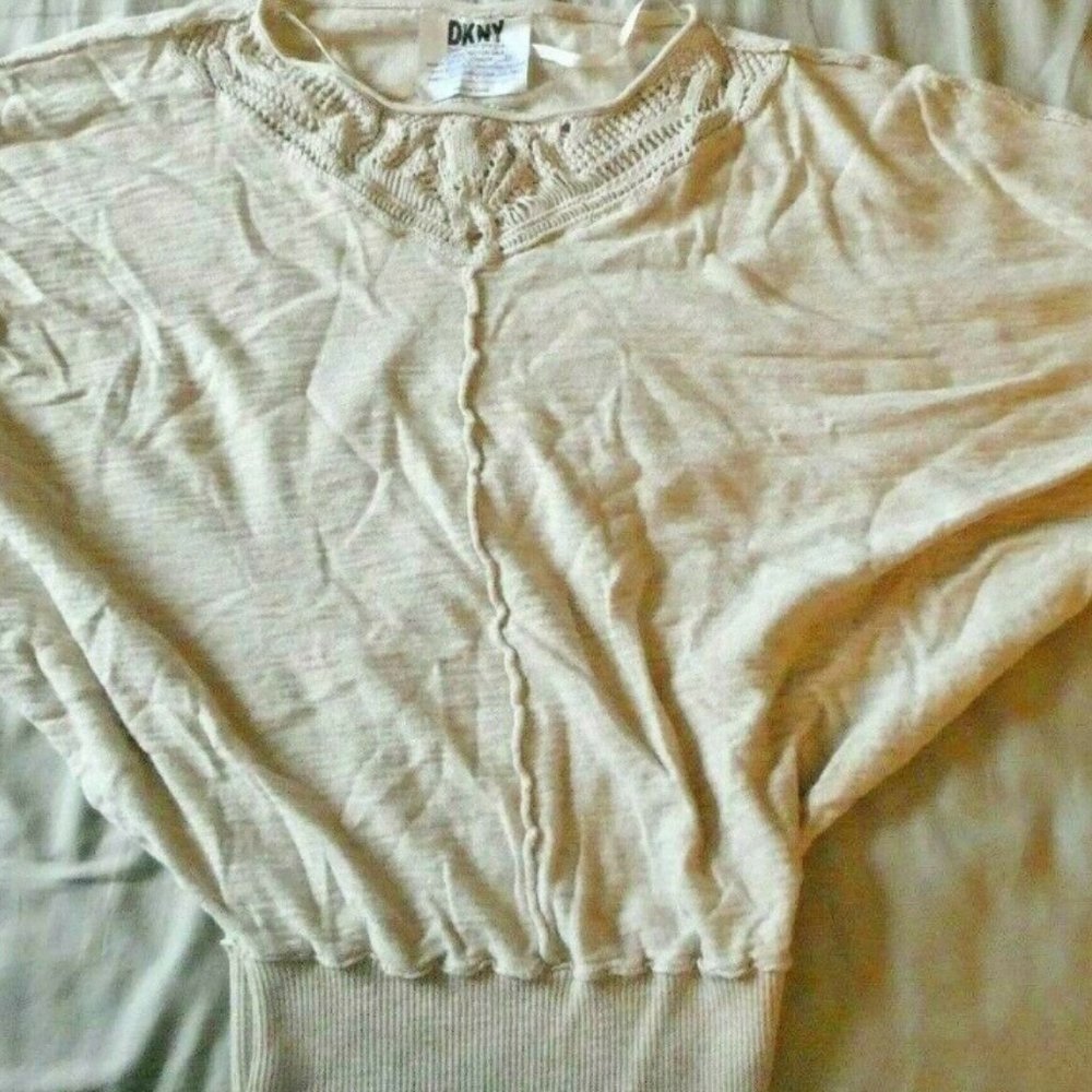 DKNY Tan Blouse Top Shirt M - Sample -